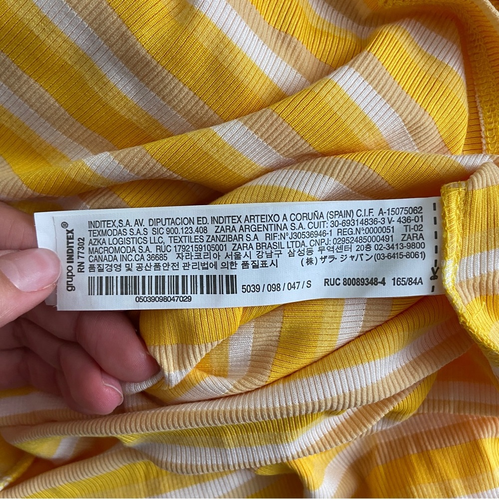 NWT Zara Sleeveless Ribbed Knit Striped Dress Yellow Size Small - Picture 7 of 8